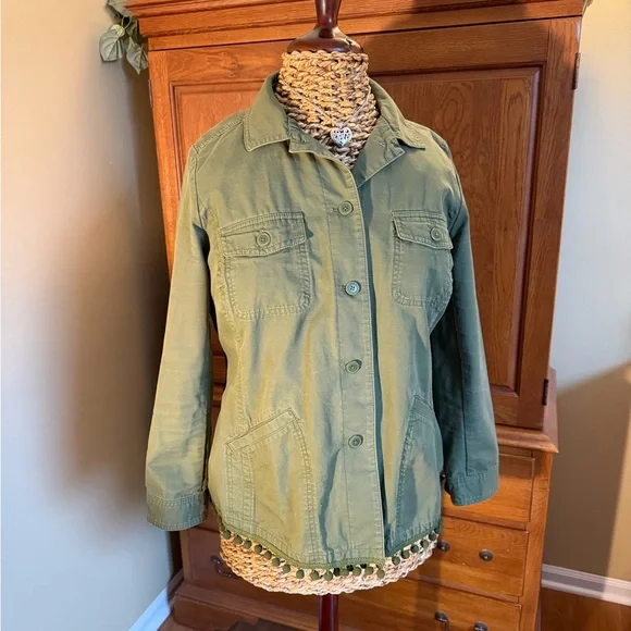 Talbots cotton jacket blazer Pom Pom trim - Picture 1 of 7